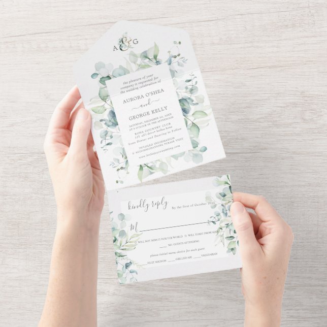 PixDezines Rustic Eucalyptus DIY Background All In One Invitation (Tearaway)
