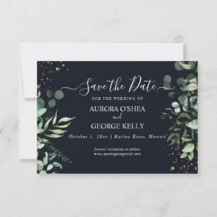 PixDezines Rustic Eucalyptus Navy n Gold Save The  Date