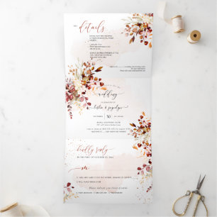PixDezines Rustic Fall Eucalyptus Tri-Fold Invitation