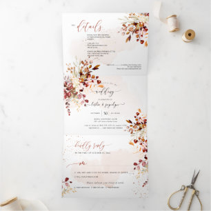 PixDezines Rustic Fall Eucalyptus Tri-Fold Invitation