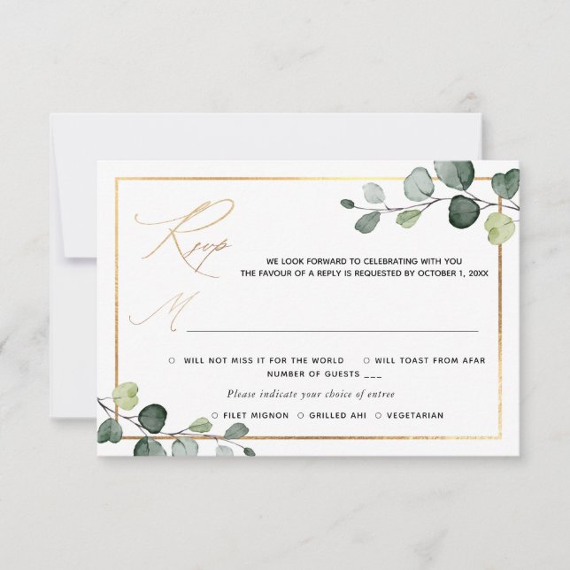 PixDezines Rustic Greenery Eucalyptus RSVP w Meal (Front)