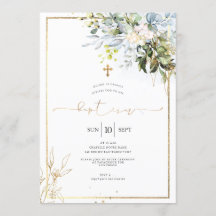 PixDezines Rustic Watercolor Eucalyptus Baptism