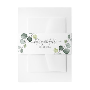 PixDezines Rusttic Watercolor Greenery Eucalyptus Invitation Belly Band