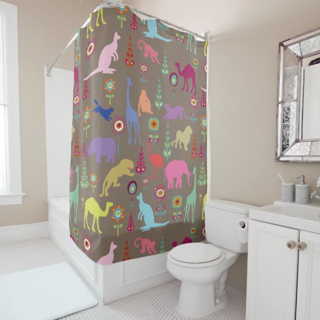 PixDezines Safari Jungle/DIY Background Shower Curtain (In Situ)