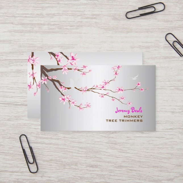 PixDezines sakura/pink cherry tree trimmers ♥♥♥ Business Card (Front/Back In Situ)