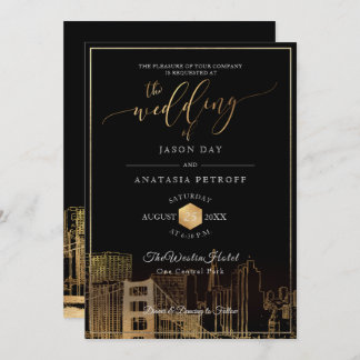 PixDezines San Fran Skyline/Faux Gold/DIY Invitation