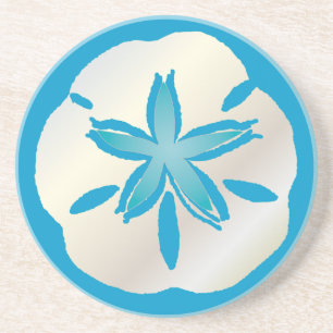 PixDezines Sanddollar Starfish/natural+aquamarine Coaster