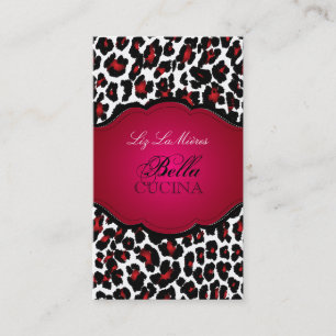 PixDezines Sassy cheetah print/ruby red+black Business Card
