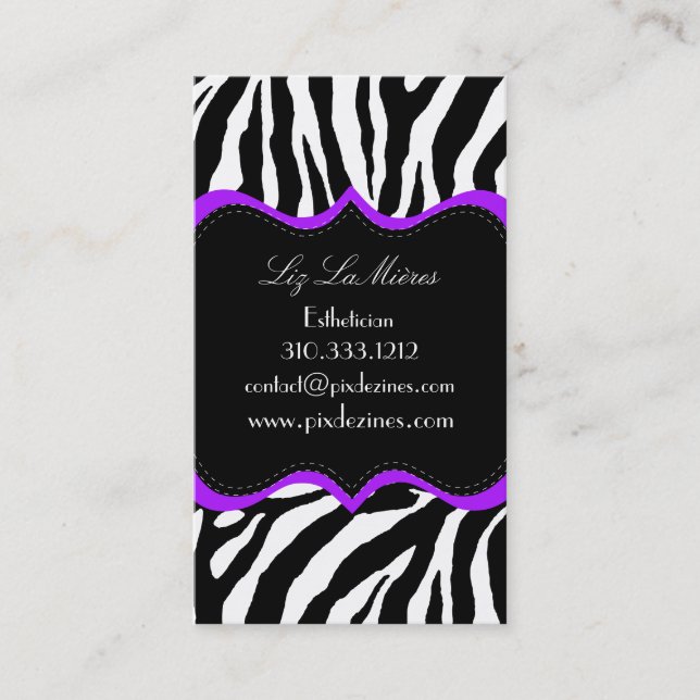 PixDezines Sassy zebra print Business Card (Front)