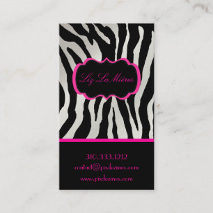 PixDezines Sassy zebra print/hot pink+black Business Card