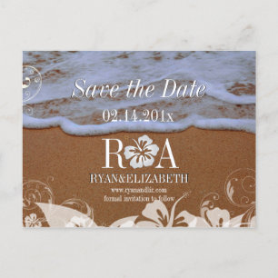 PixDezines save date beach+waves Announcement Postcard
