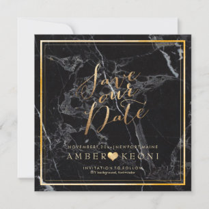PixDezines Save Date/Black Marble/Faux Gold Save The Date