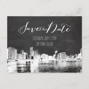 PixDezines/Save Date/chalkboard/Chicago/Lake Shore Announcement Postcard