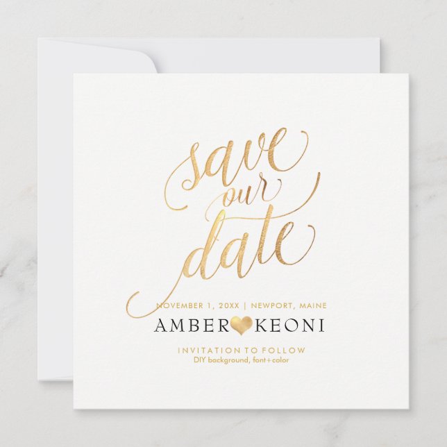 PixDezines Save Date/Faux Gold/DIY Background The Date (Front)