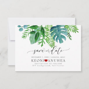 PixDezines Save Date/Greenery, Tropical Foliage Save The Date
