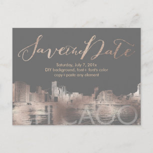 PixDezines/Save Date/Rose Gold/Chicago Lakeshore Announcement Postcard