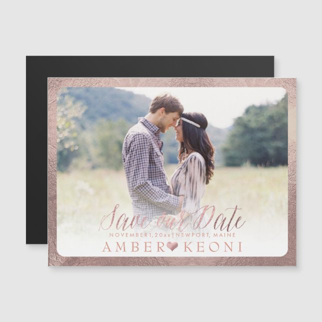PixDezines Save Our Date/Faux Rose Gold Magnetic Invitation (Front/Back)