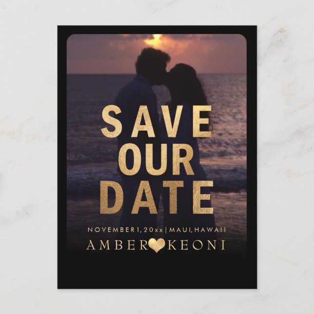 PixDezines Save the Date/Faux Gold Announcement Postcard (Front)