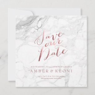 PixDezines Save the Date Faux Rose Gold+Marble