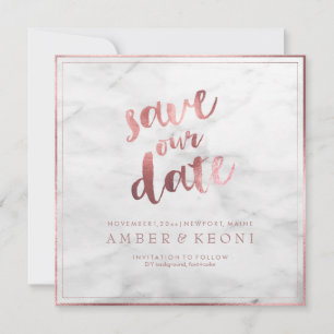 PixDezines Save the Date Faux Rose Gold+Marble