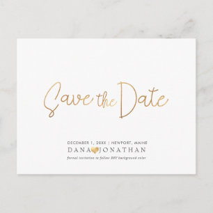 PixDezines Save the Date/Iridescent Gold Script Postcard