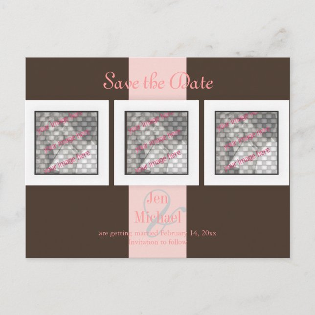 PixDezines save the date photo frames/DIY colours Announcement Postcard (Front)