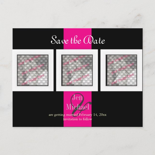 PixDezines save the date photo frames/DIY colours Announcement Postcard (Front)
