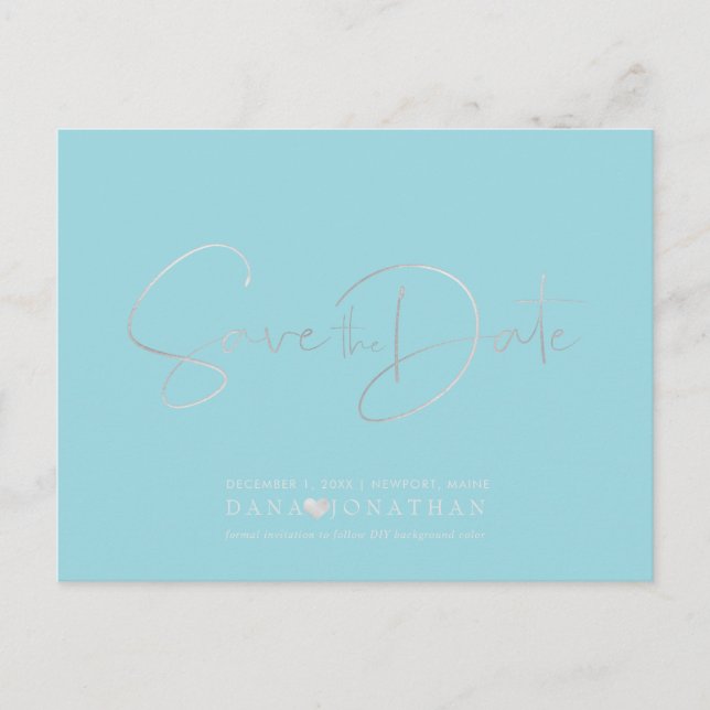 PixDezines Save the Date/Platinum+Aqua Postcard (Front)