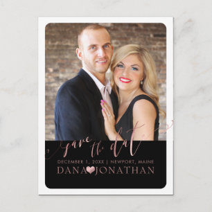 PixDezines Save the Date/Rose Gold/Cool Script Postcard