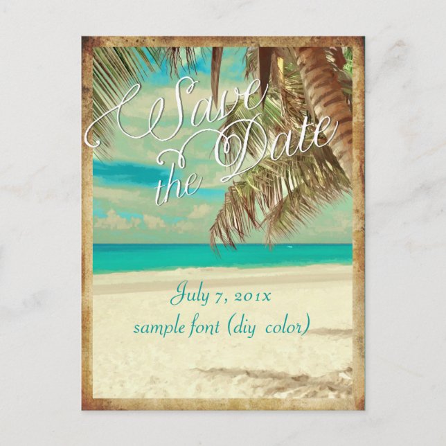 PixDezines/save the date/vintage hawaii Announcement Postcard (Front)