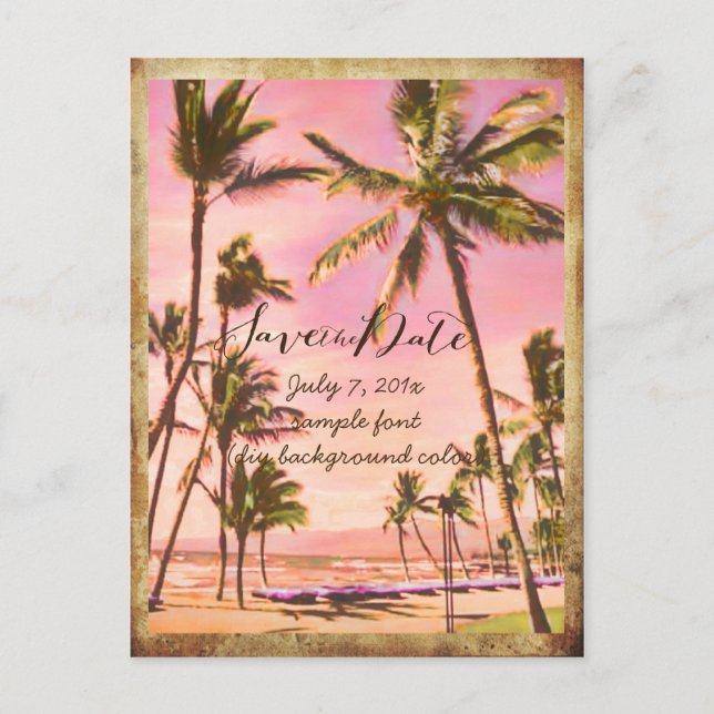 PixDezines/save the date/vintage hawaii Announcement Postcard (Front)