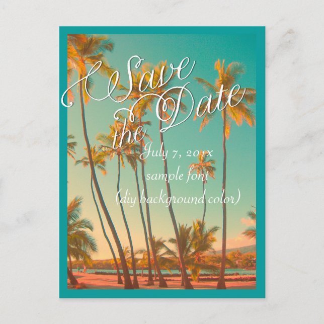 PixDezines/save the date/vintage hawaii Announcement Postcard (Front)