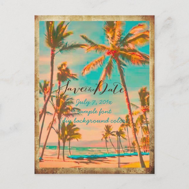 PixDezines/save the date/vintage hawaii Announcement Postcard (Front)