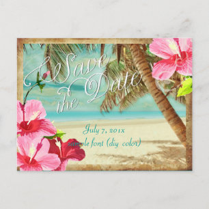 PixDezines/save the date/vintage tropical beach Announcement Postcard