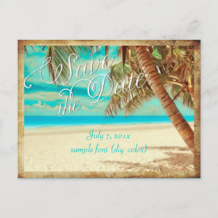 PixDezines/save the date/vintage tropical beach Announcement Postcard