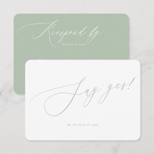 PixDezines Say Yes minimalist Luxe Calligraphy RSVP Card (Front/Back)