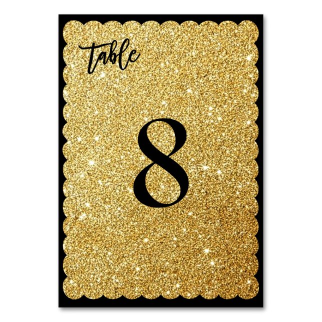 PixDezines Scallop Faux Gold/Glitter/Table No. Table Number (Back)