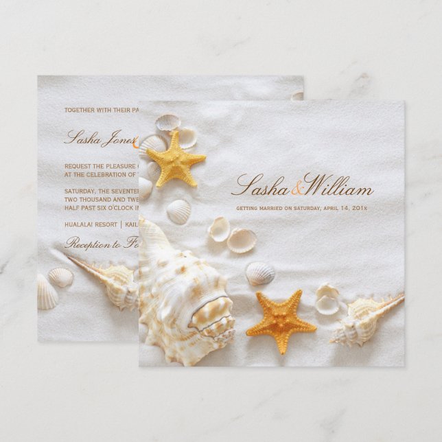 PixDezines SEASHELL/BEACH INVITATIONS/DIY Invitation (Front/Back)