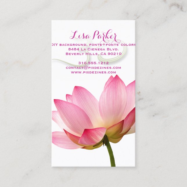 PixDezines serenity pink lotus, Om yoga, healers Business Card (Front)