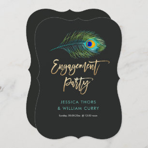 PixDezines Shimmer Peacock Feather/Engagement Invitation
