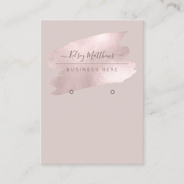 PixDezines Shimmering Blush Pink Brushed Earring Business Card (Front)