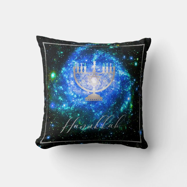 PixDezines Shine, Hanukkah|Temple Menorah Cushion (Front)