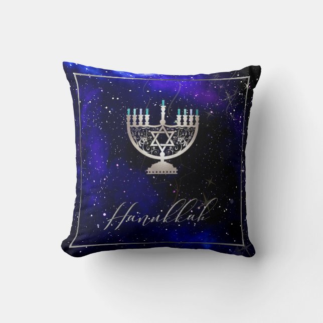 PixDezines Shine, Hanukkah|Temple Menorah Cushion (Front)
