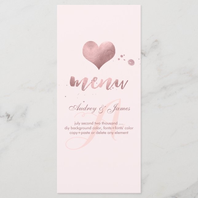 PixDezines Shine Menu/Faux Rose Gold Heart Menu (Front)