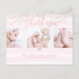 PixDezines Shower Thank You/Dazzled Blush Pink Postcard