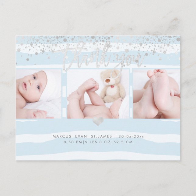 PixDezines Shower Thank You/Dazzled Powder Blue Postcard (Front)