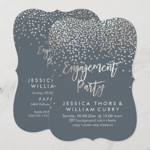 PixDezines Silver Confetti Engagement Party Invitation