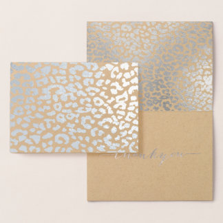 PixDezines Silver Leopard Spots Thank You Foil Card