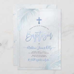 PixDezines Silver Palms Baptism Invitation