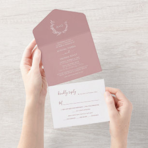 PixDezines Simple Wreath DIY Dusty Rose All In One Invitation